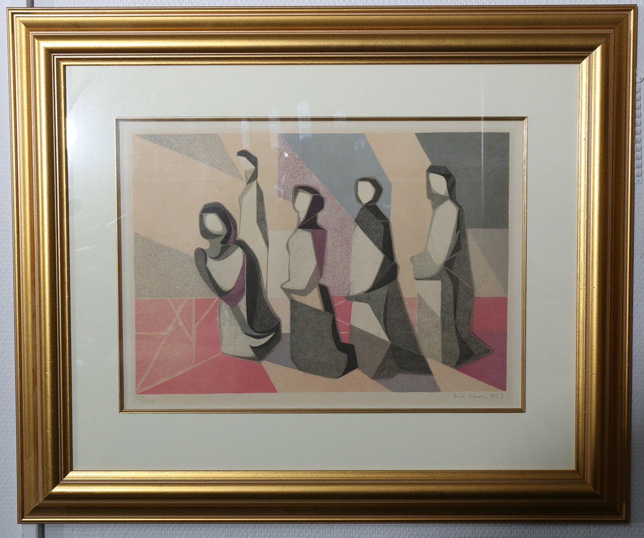 ERIK OLSON. Litografi, numrerad 137/269, Nunnor, signerad, daterad 1953.