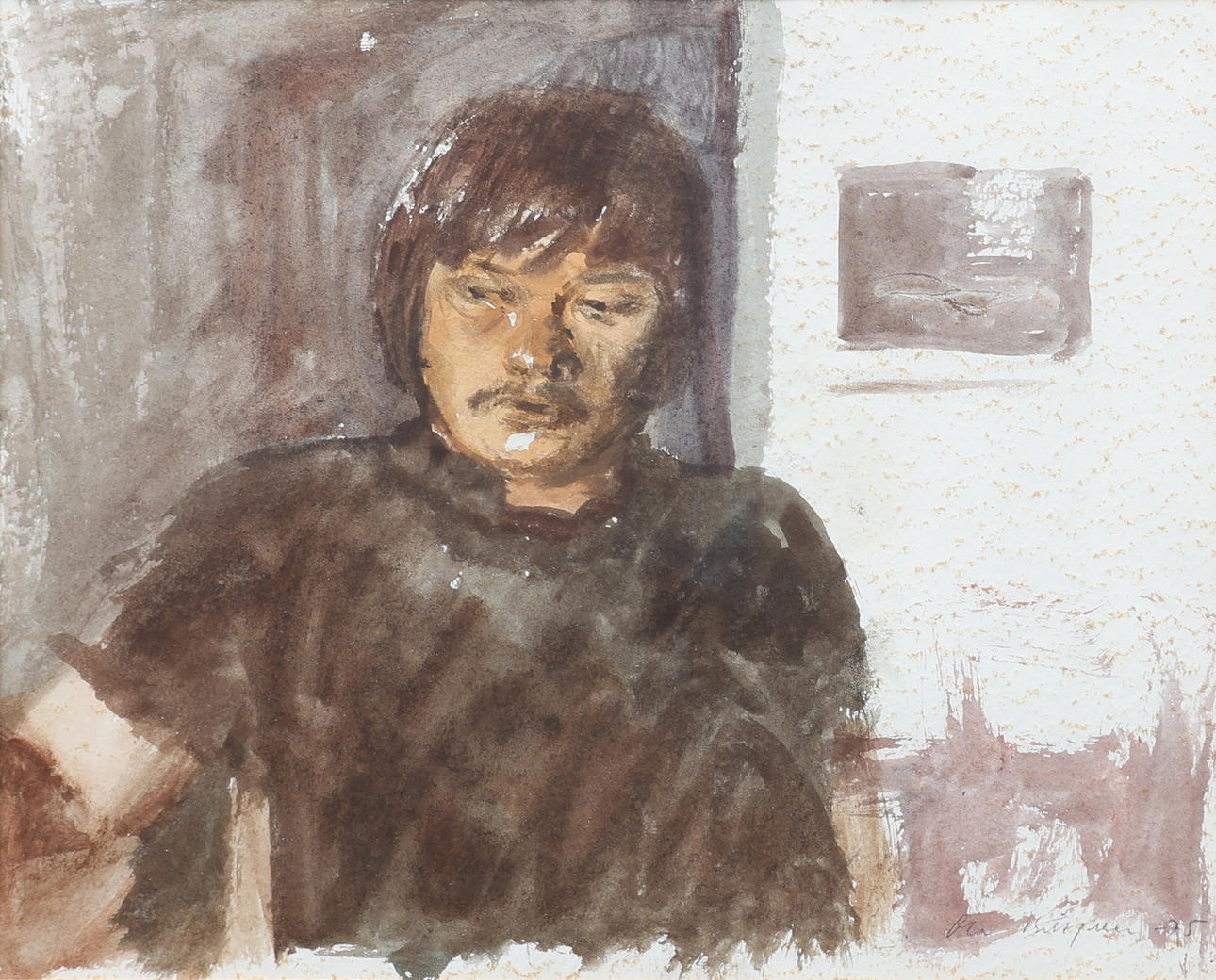 OLA BILLGREN. WATERCOLOUR, “PORTRAIT STUDY”, SIGNED AND DATED 1975.