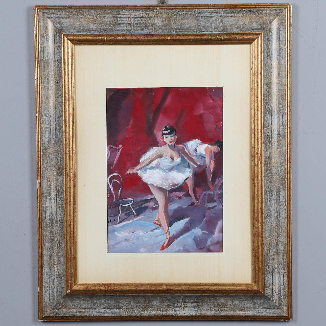 PIERO GUALI. PAINTING, BALLET DANCER, SIGNED.