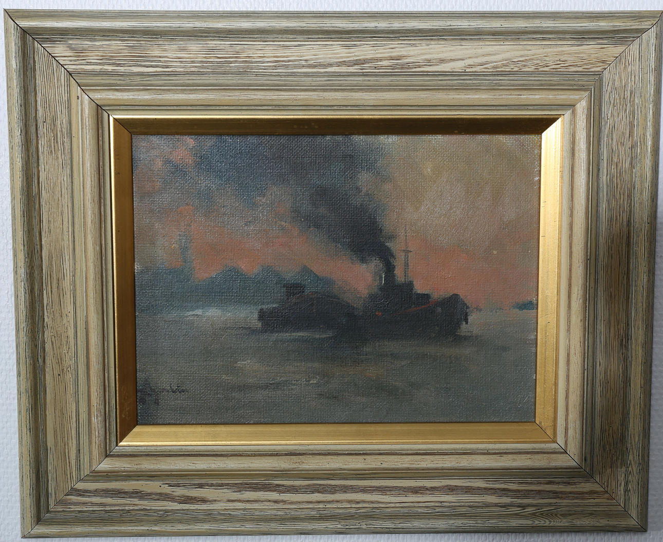 ARNE ASPELIN. Olja på pannå, Fiskebåtar, signerad Aspelin.