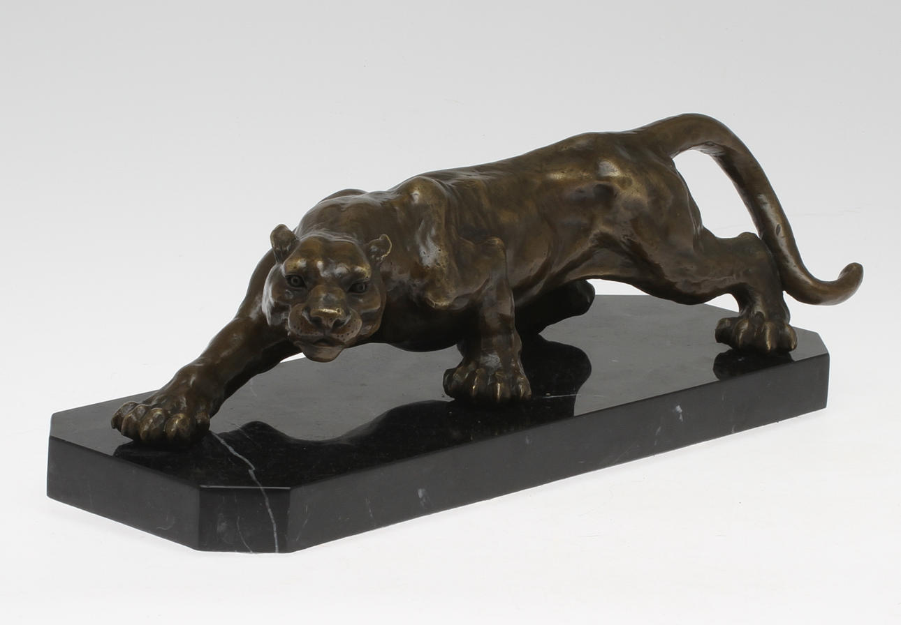 SKULPTUR, Puma, brons, 1900-tal.