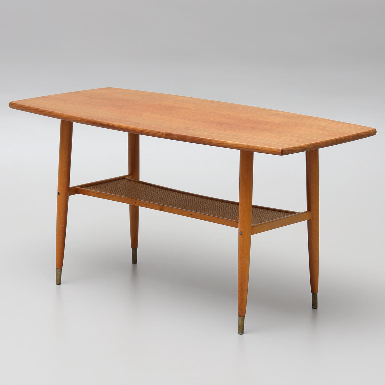 A teak, rattan coffee table, 1950s/60s.