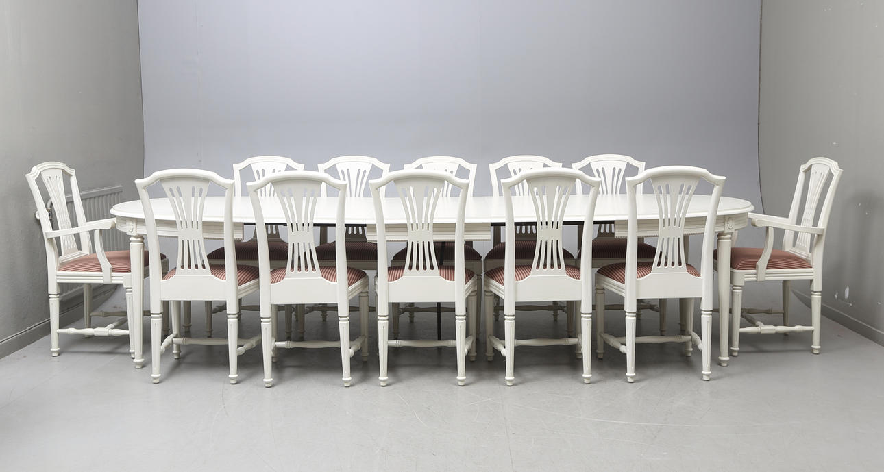 MATSALSMÖBEL, 16 delar, gustaviansk stil. 1900-tal.