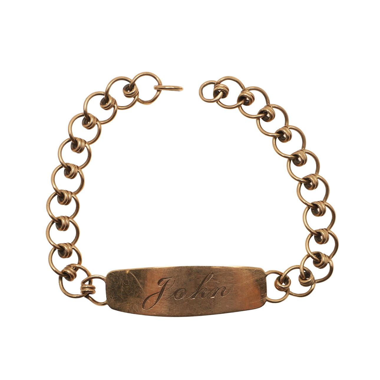 EIN IDENTITÄTSARMBAND AUS 9-KARÄTIGEM GOLD.