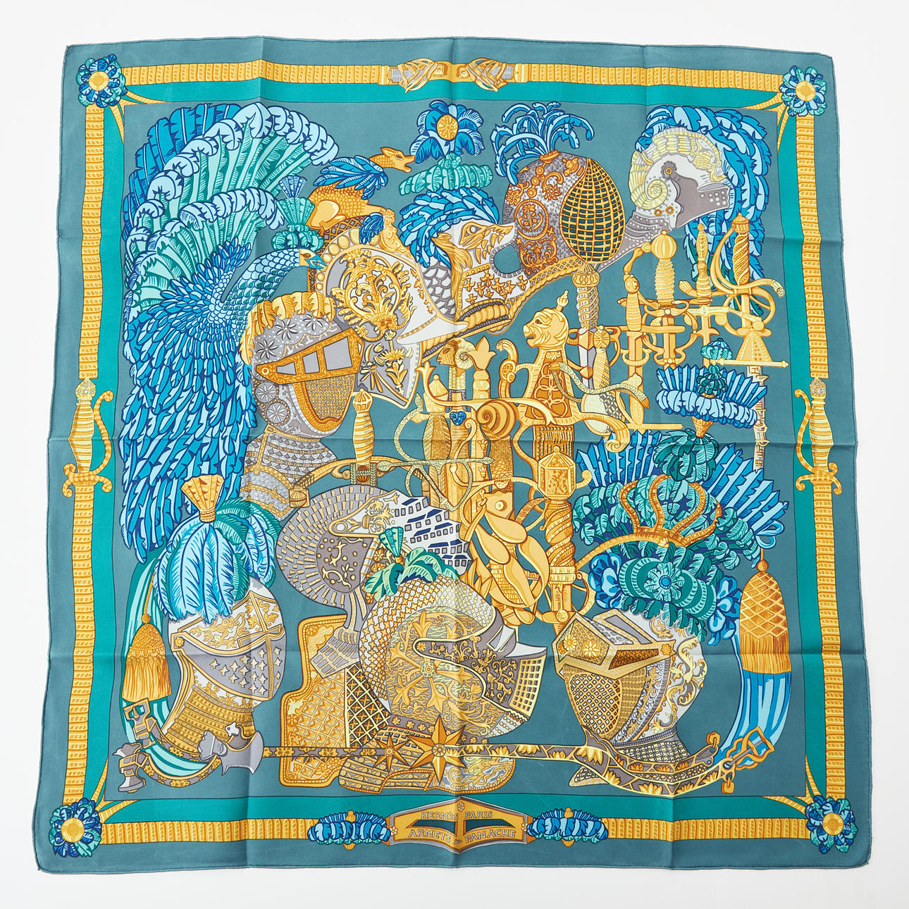 HERMÈS, scarf, “Armets en Panache”.