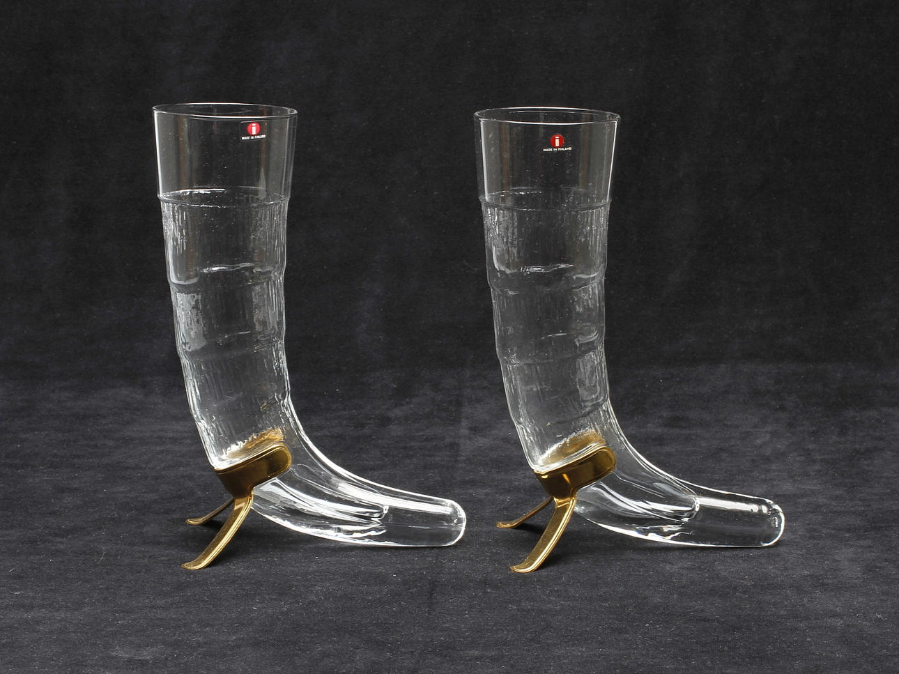 DRYCKESHORN, ett par, glas, "Harald", Valto Kokko, Iittala, Finland.