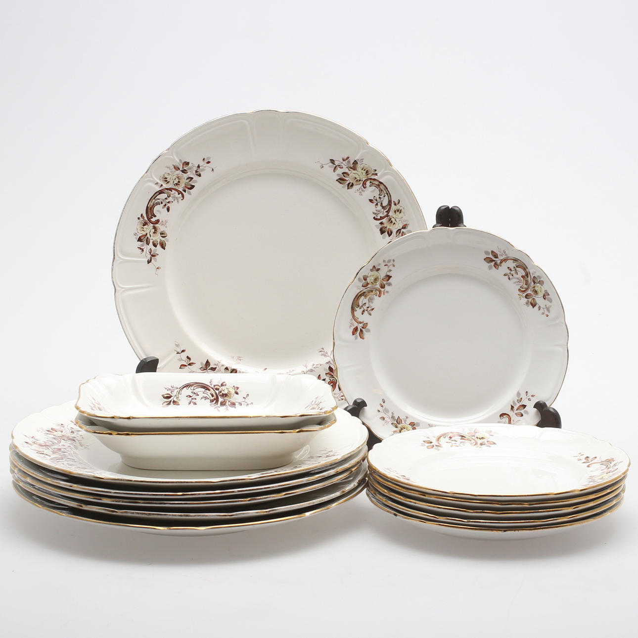 MATSERVISDELAR, 14 delar, "Eugen", Gustafsberg, porslin, sekelskiftet 1900.