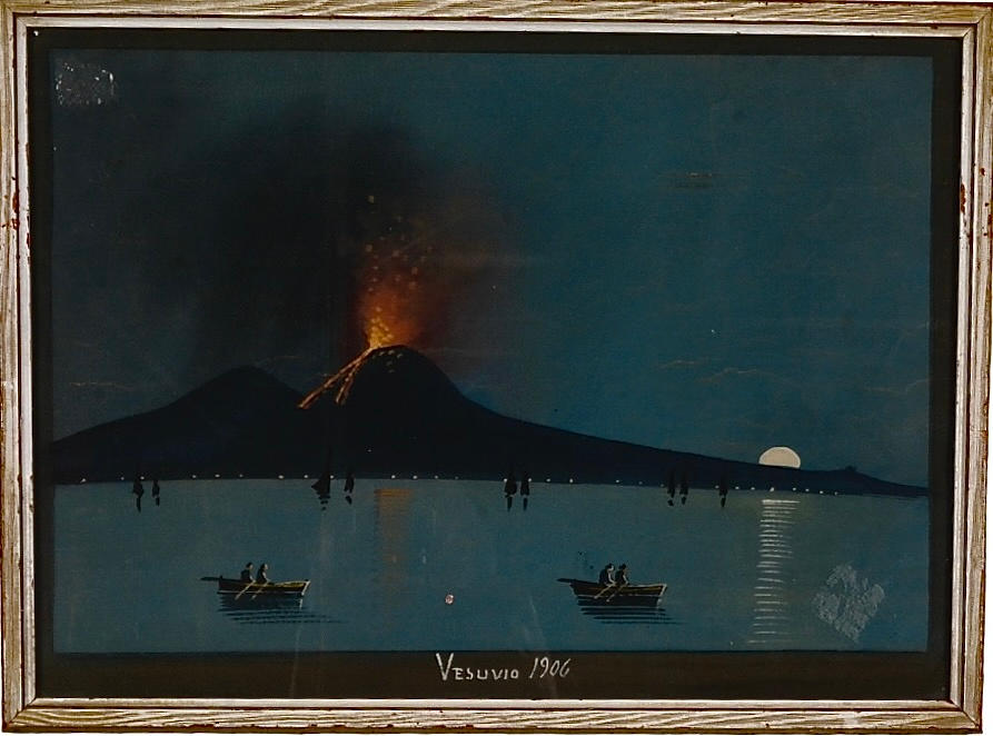 OKÄND KONSTNÄR. Gouache, Vesuv, 1906.