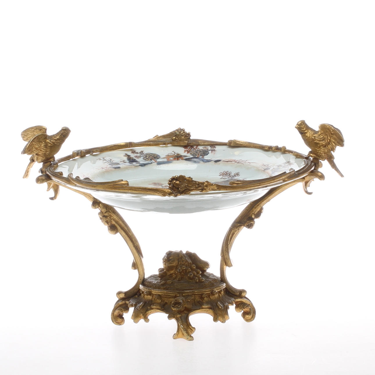 BORDSUPPSATS, porslin och mässing, 1800-tal.