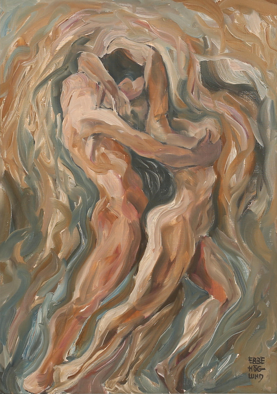 EBBE HÖGLUND. Oil on canvas, “Dear Lek”, signed.