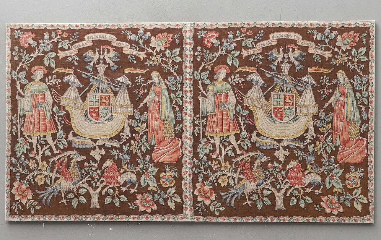 VÄGGBONAD, textil på ram, 1900-talets andra hälft.