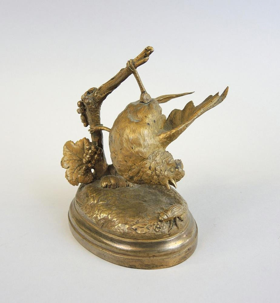 BRONS FIGUR, FÅGEL PÅ GREN.