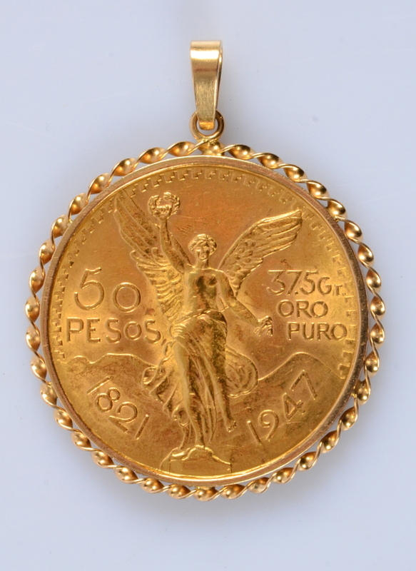 HÄNGE, 50 Pesos, guld.