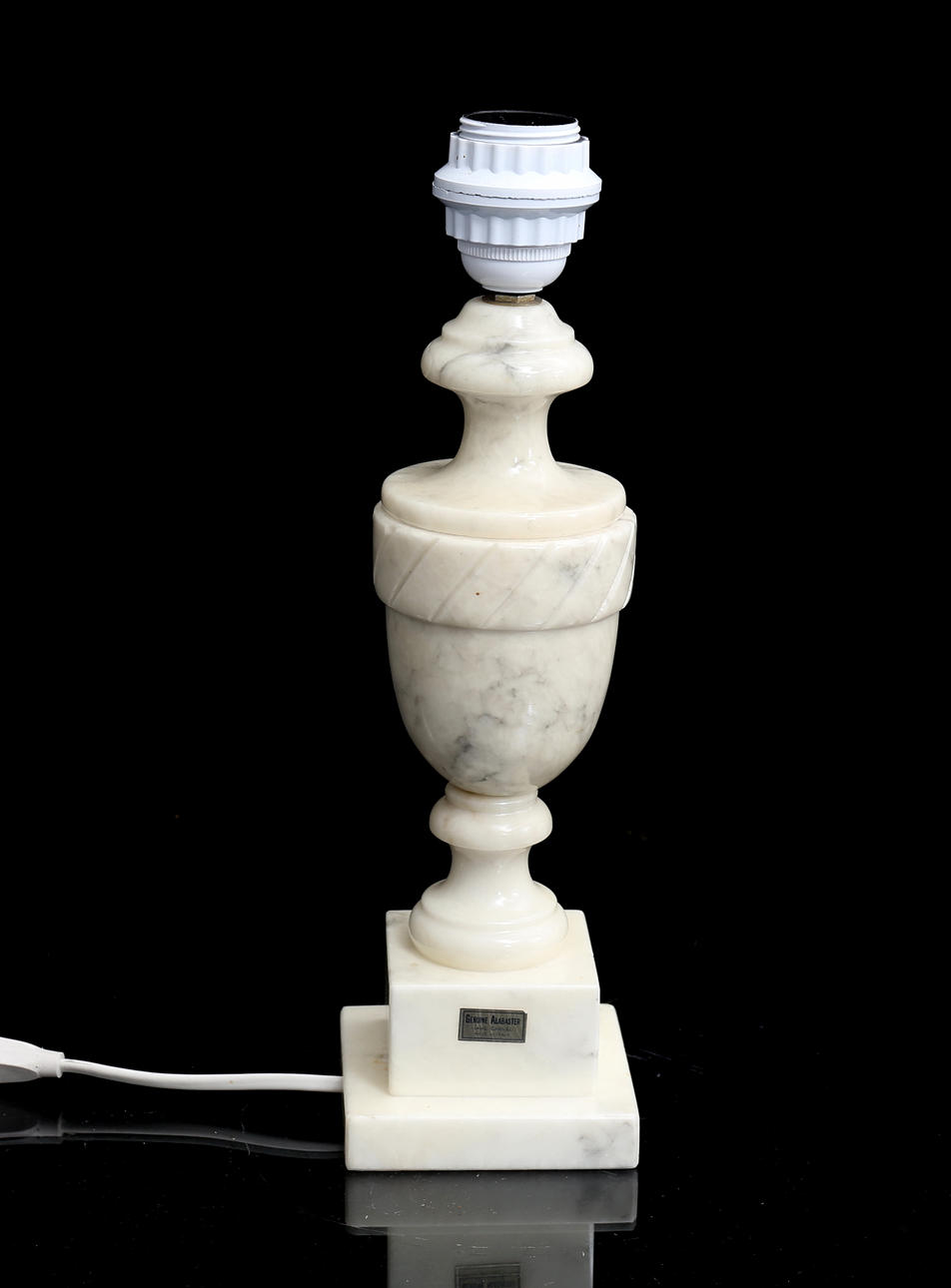 An alabaster lamp base, 20th century.