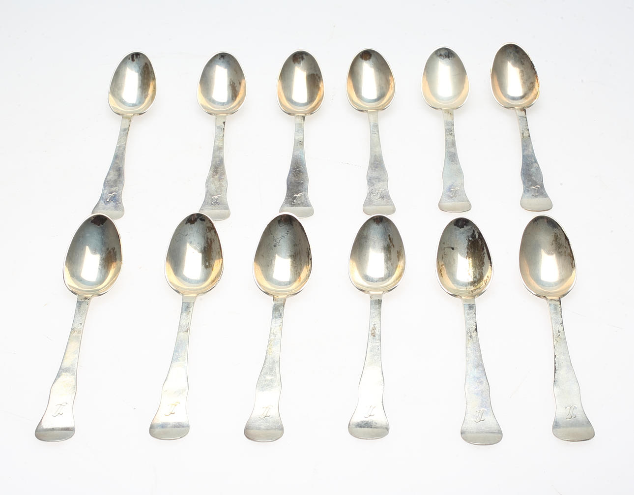 TESKEDAR, 12 st, silver, fiolskaft, Sverige, Axel Petersson, 1947.