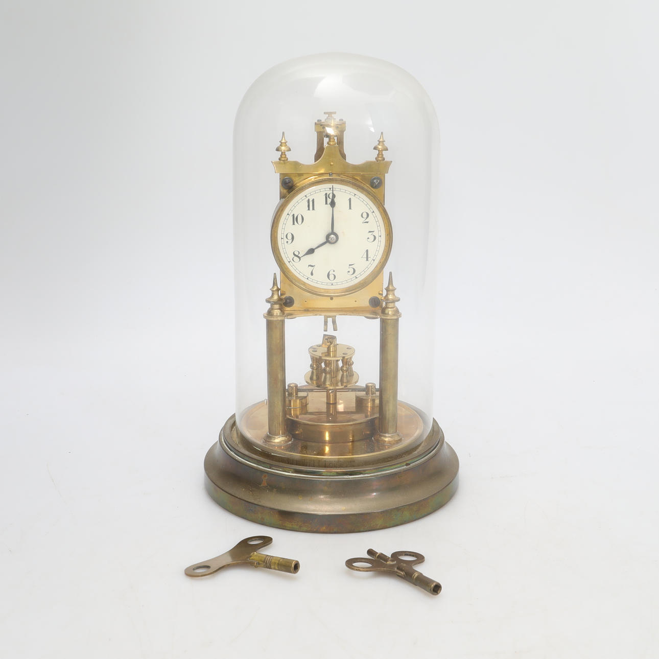 TABLE CLOCK, "Year clock “, marked Gustav Becker.