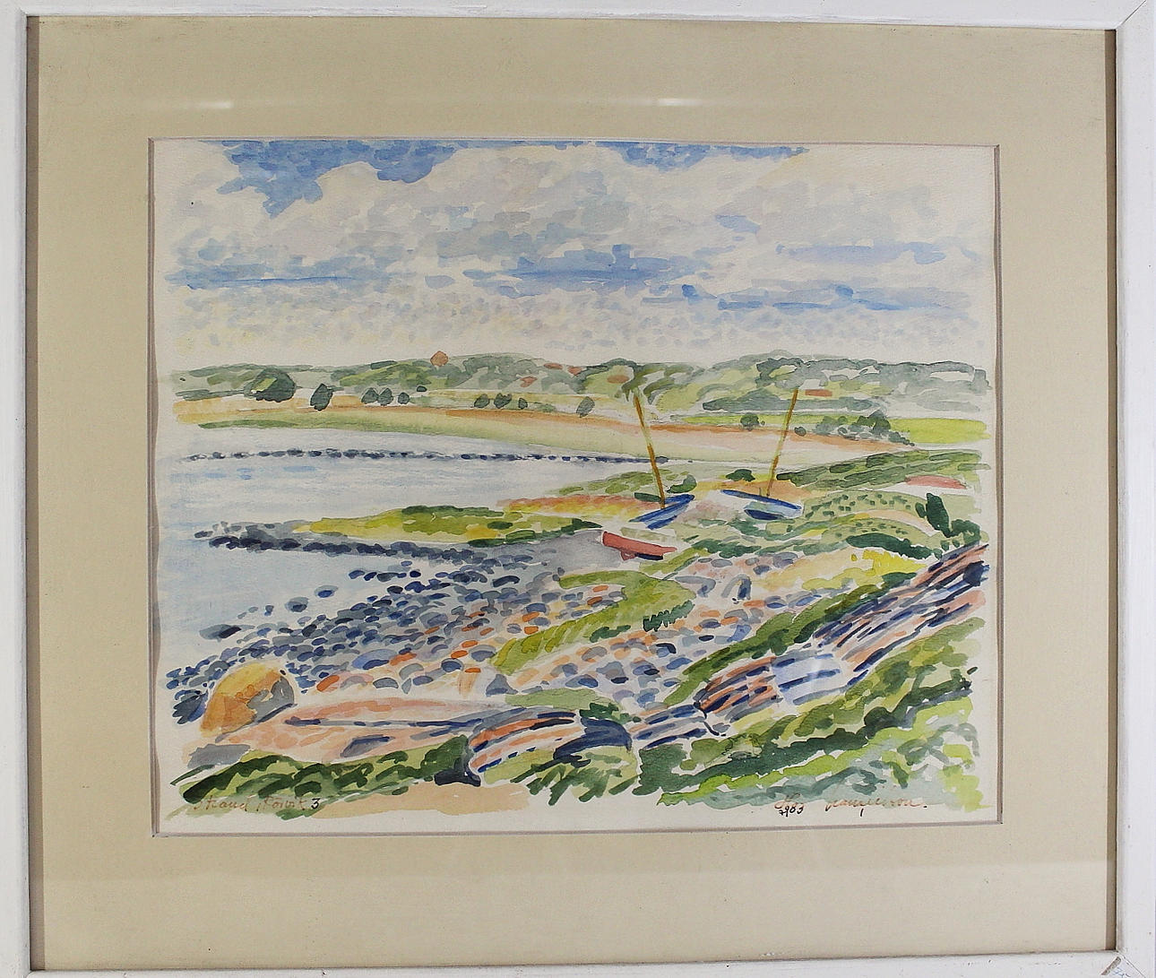 OIDENTIFIERAD KONSTNÄR. vesiväri, 2 nauha Rörvik " signeerattu.