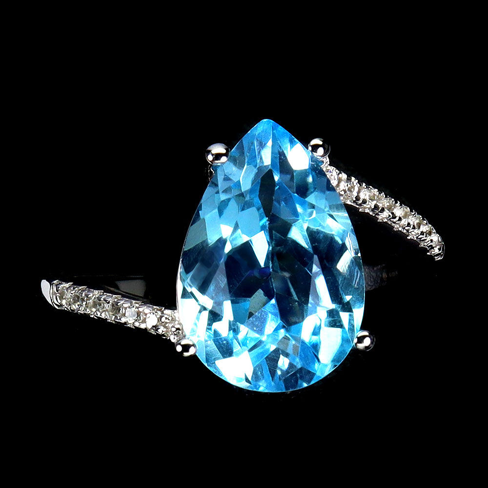 BLÅ TOPAS SØLV RING.