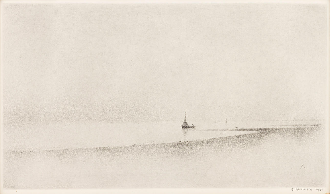 GUNNAR NORRMAN. By the sea, etching, signed and dated, 1951.