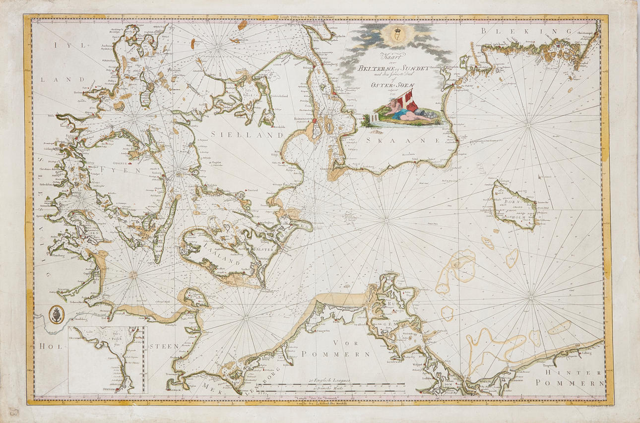 KARTA ÖVER DANMARK, ÖRESUND, SKÅNE, 1799.