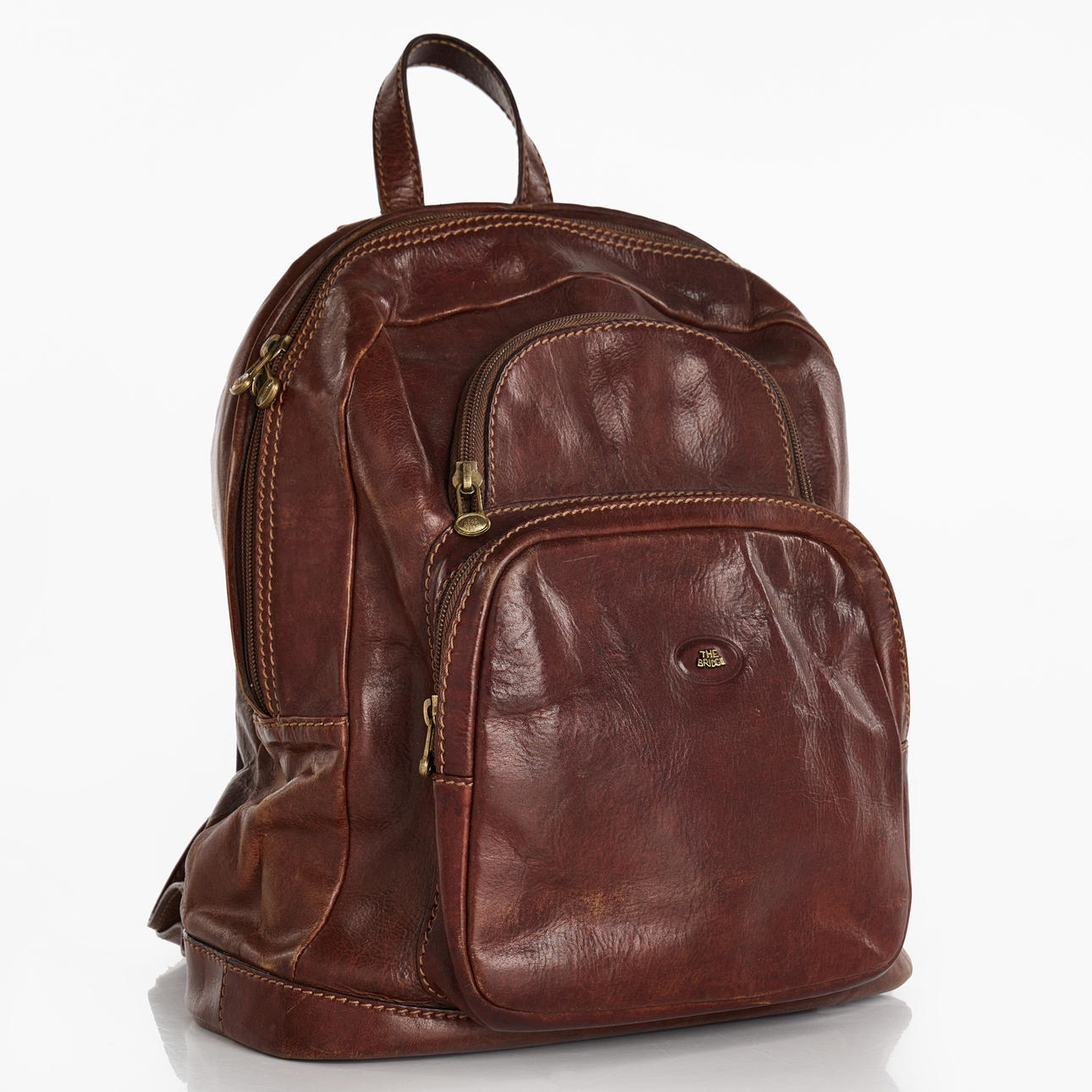 BACKPACK, THE BRIDGE, brown leather, marked.