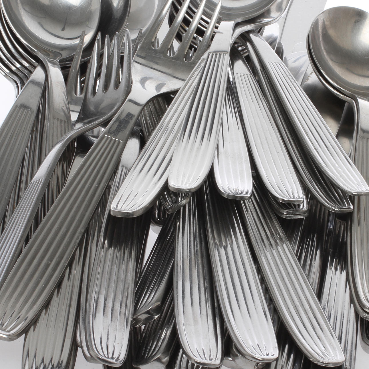 BESTICKSDELAR, ca 55 delar, rostfritt stål, trol. "Scandia", Kaj Franck, Finland.