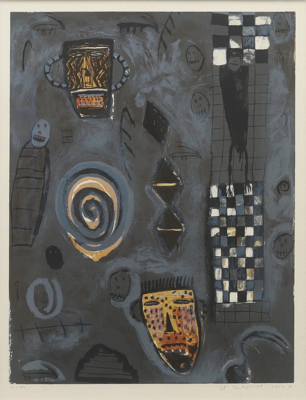 HÉLÈNE DELPRAT (FRANKRIKE, FÖDD 1957). Composition, lithograph, signed, dated and numbered.