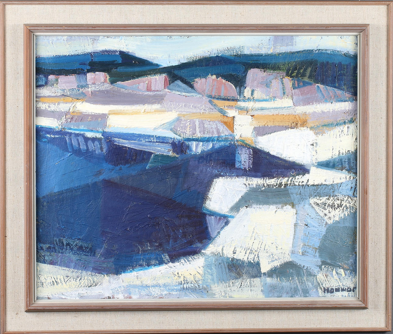 OIDENTIFIERAD KONSTNÄR. Abstrakt komposition, olja på duk, signerad "Hammar".