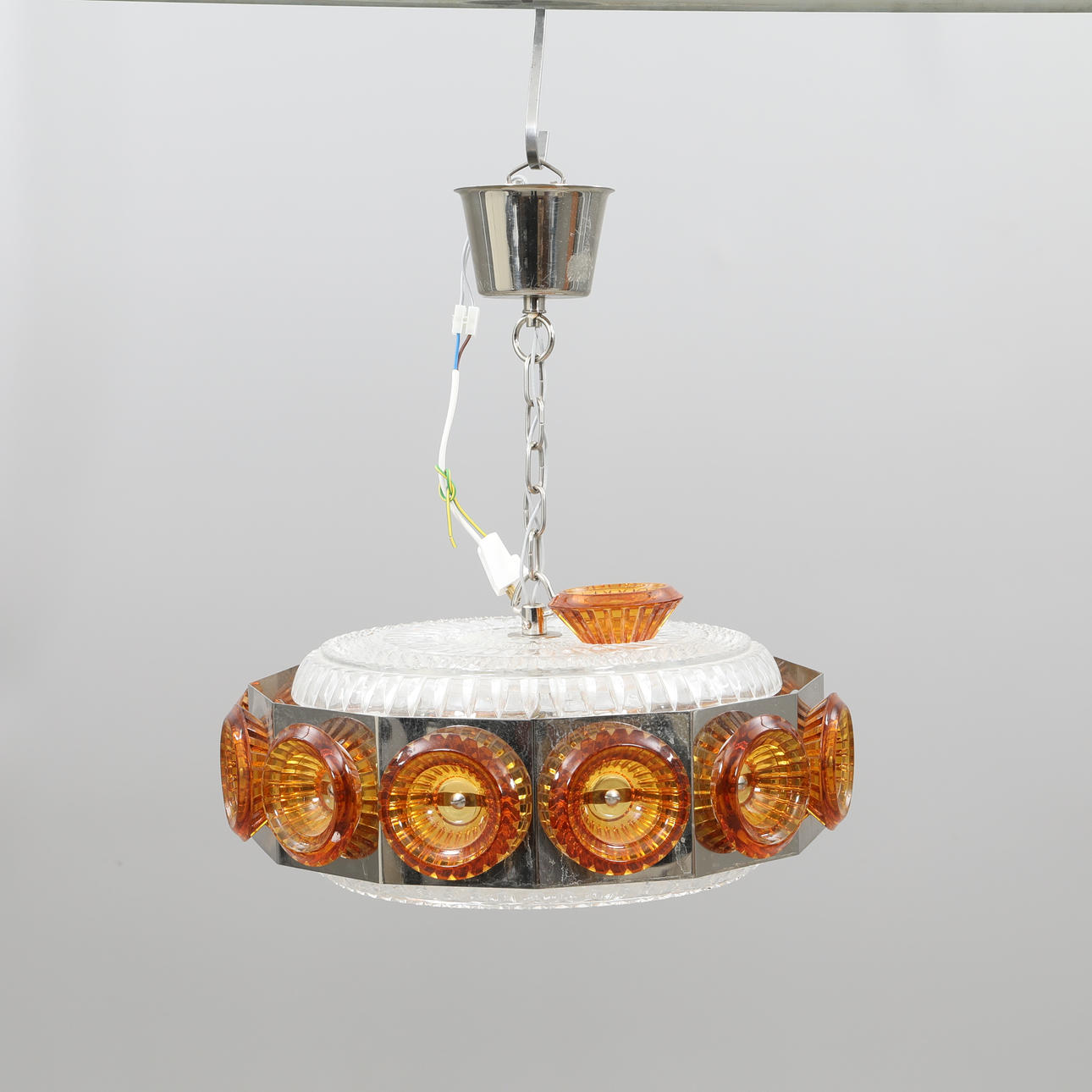 CEILING LAMP, glass/metal. 1950s/60s.