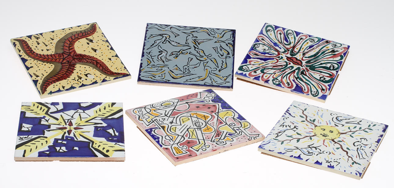 KAKELPLATTOR, 6st, lergods, efter Salvador Dalí.