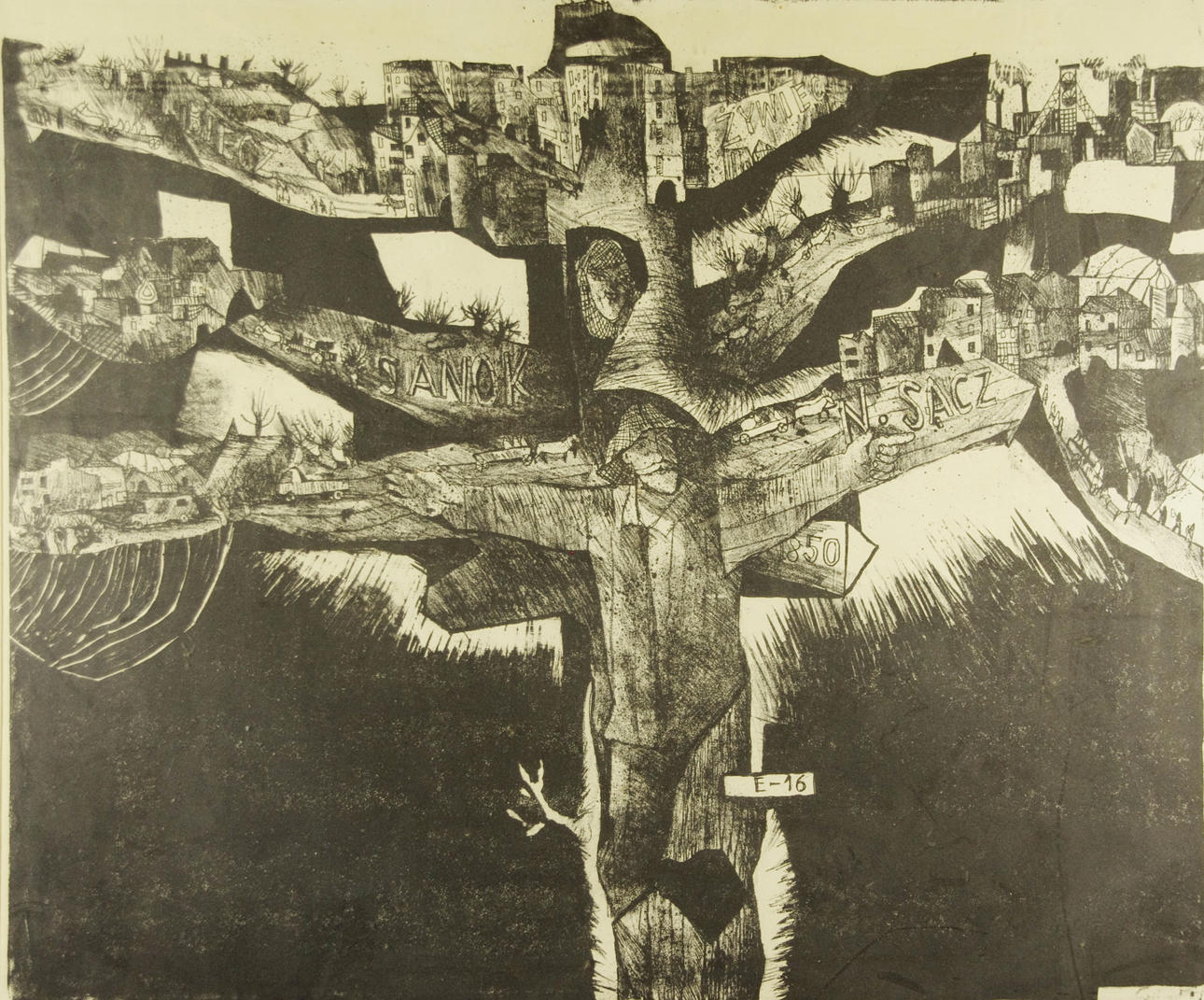 STEFAN SUBERLAK. "Drogowskaz II" litografi, signerad, St. Suberlak 1966.