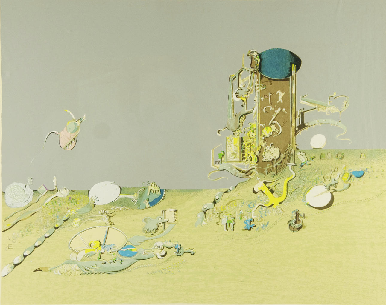 SVEN ERIK JOHANSSON. Komposition, färglitografi, signerad S.E. Johansson 1973.