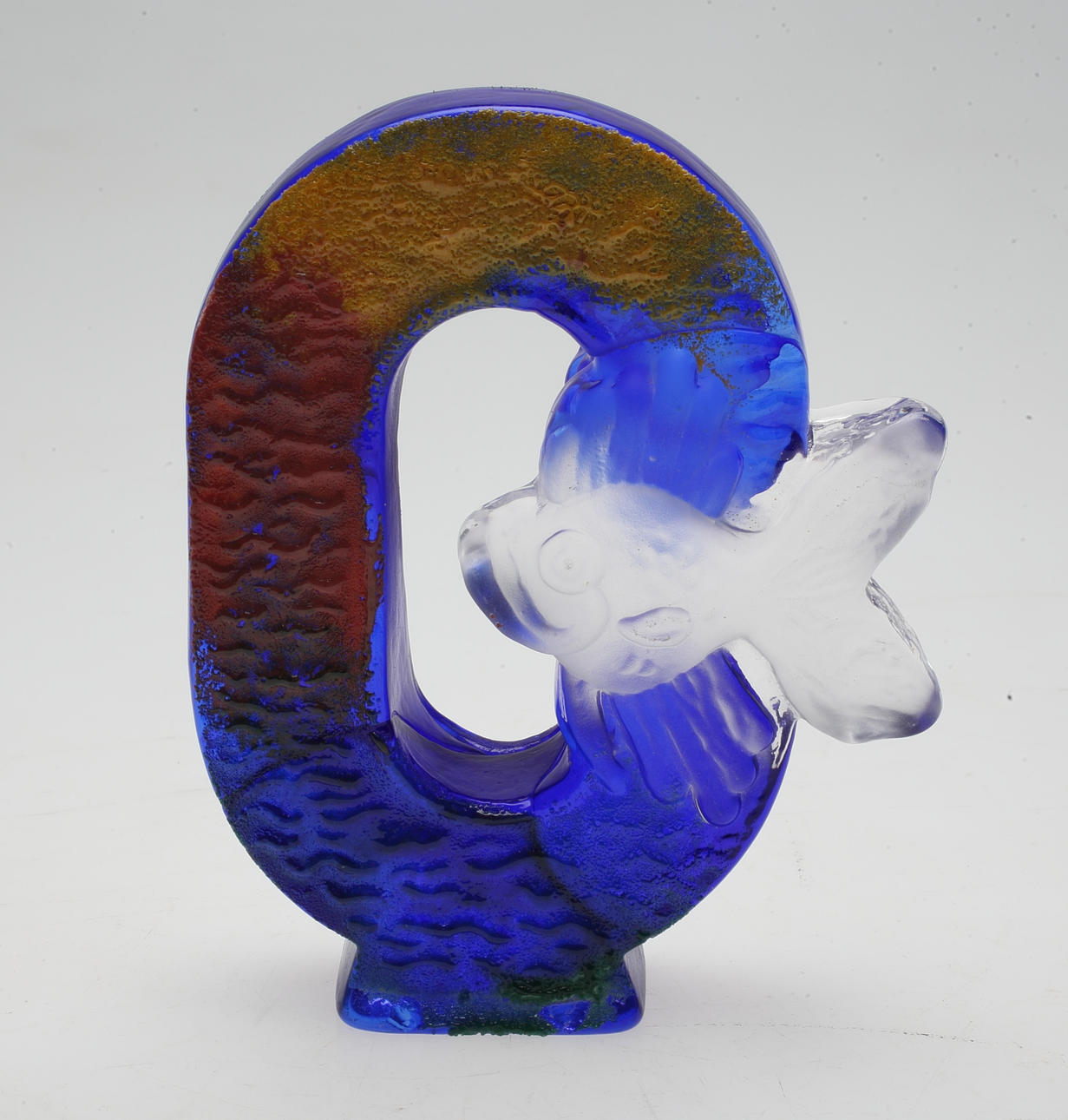 KJELL ENGMAN. Skulptur, fisk, glas, Kosta Boda, signerad.