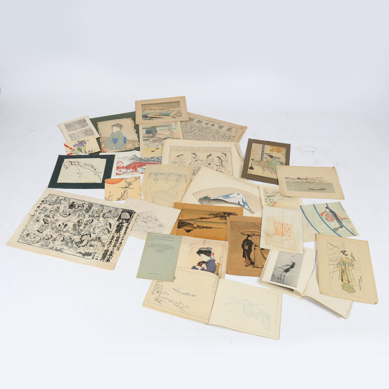 A COLLECTION OF JAPANESE EPHEMERA, ARTWORK, BOOKLETS RELATING THE METHOD OF COLOUR PRINTING ETC. (QTY).
