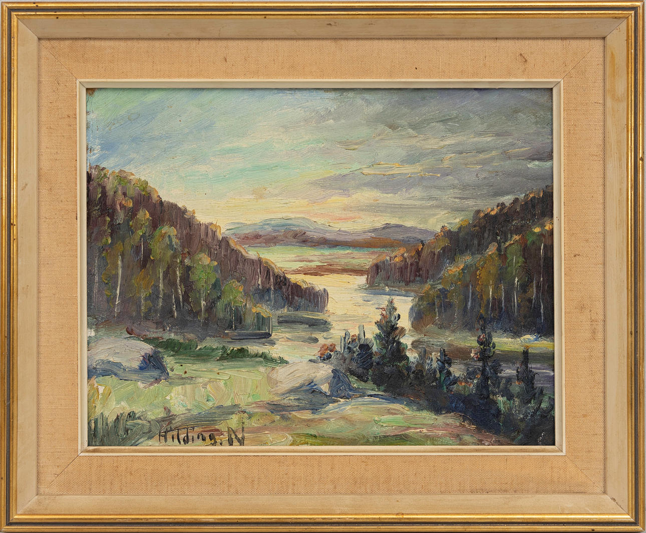HILDING NYMAN. landscape, oil on panel, signed.