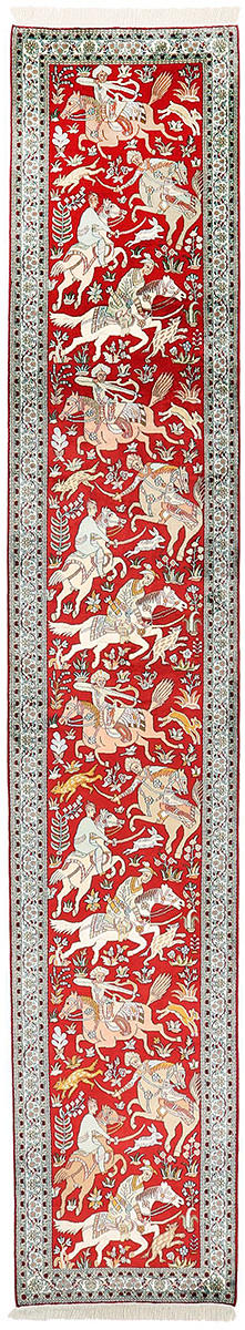 GALLERIMATTA, persisk, figural Kashmir silk, 453x80 cm.