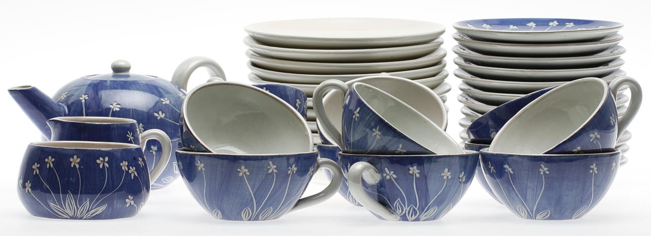 TESERVIS, 39 delar, lergods, Ingrid Atterberg, Ekeby.