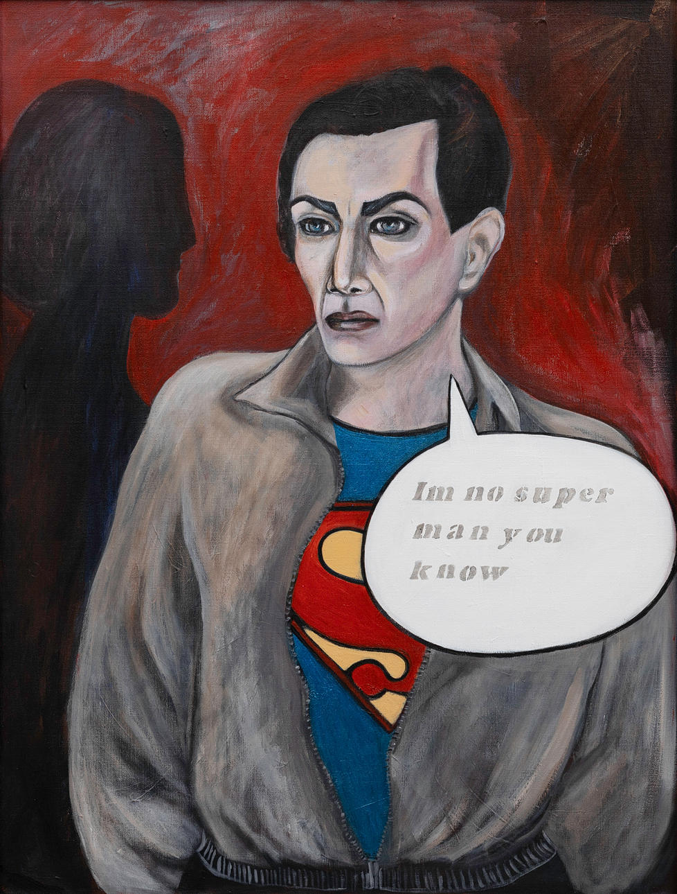 ANNE PERSSON LUCENIUS. Superman, acrylic on canvas, unsigned.