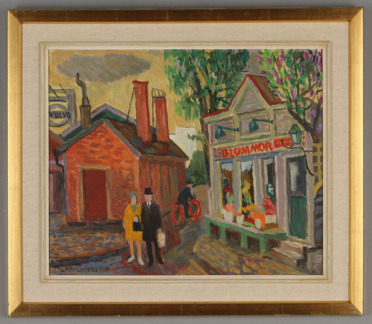 JOHN CARLSON. "Gränsgatan", olja på pannå, signerad och daterad 1968.