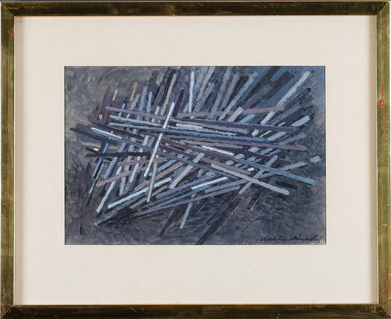 HILDING EKLUND. Abstrakt komposition, gouache, signerad.