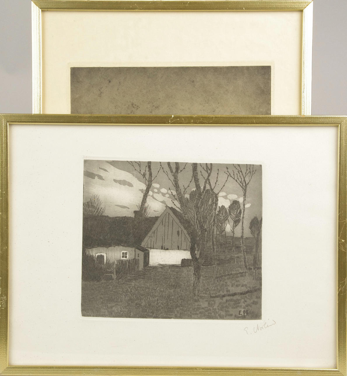 ERNST NORLIND. 2 etsningar, signerade E. Norlind.