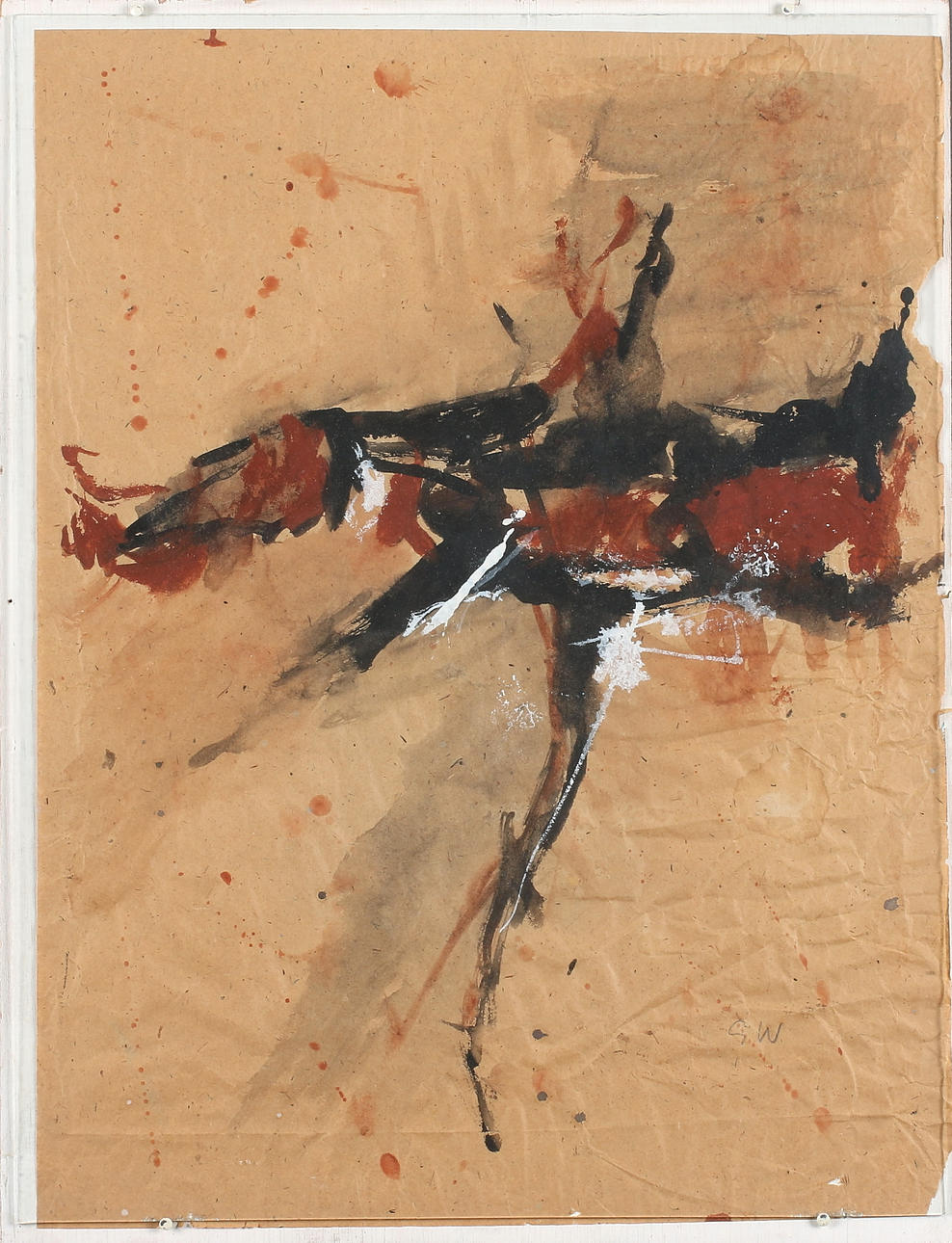 GÖSTA WERNER. Abstrakt komposition, blandteknik på papper, signerad GW.