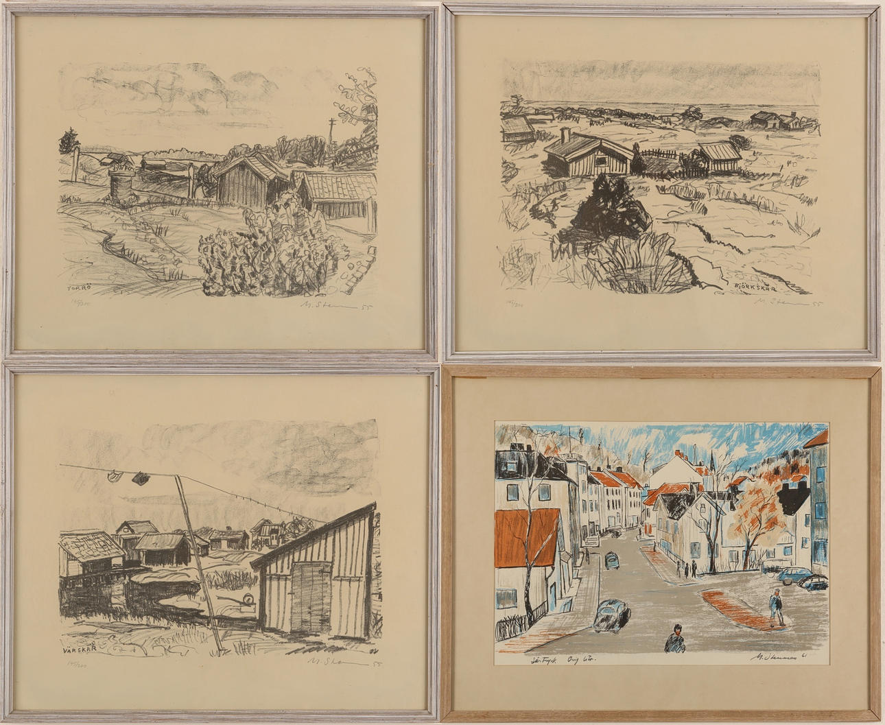 MARTIN STENMAN. Original färglitografi och 3 litografier.