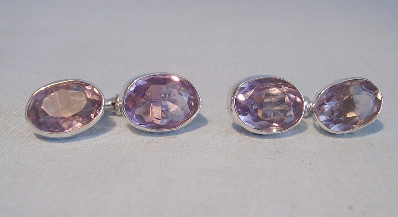 ANTIKA MANSCHETTKNAPPAR MED AMETIST silver 800 handgjorda runt 1900.