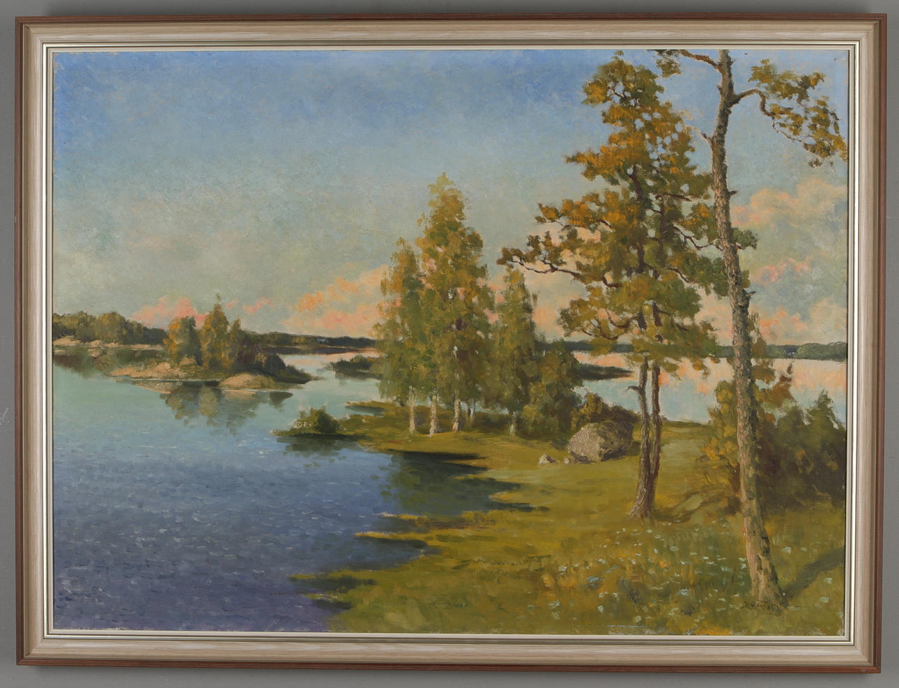 REINHARD ARNESEN. Insjölandskap, olja på duk, signerad.