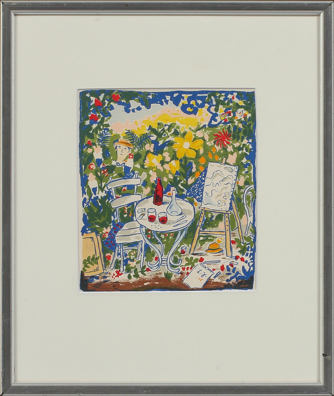 LENNART JIRLOW. Konstnärs attiraljer, färglitografi, signerad med initialer.