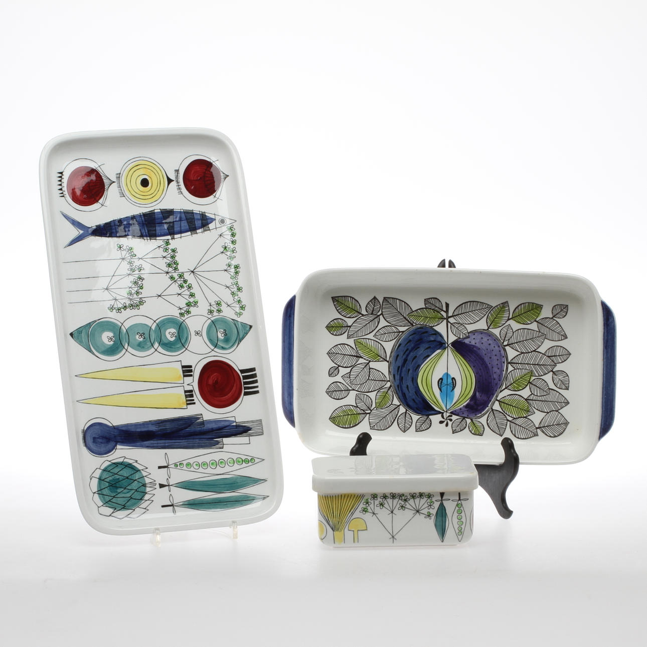 PORSLIN, 3 delar, "Picknick", Marianne Westman samt "Eden", Sigrid Richter, Rörstrand.