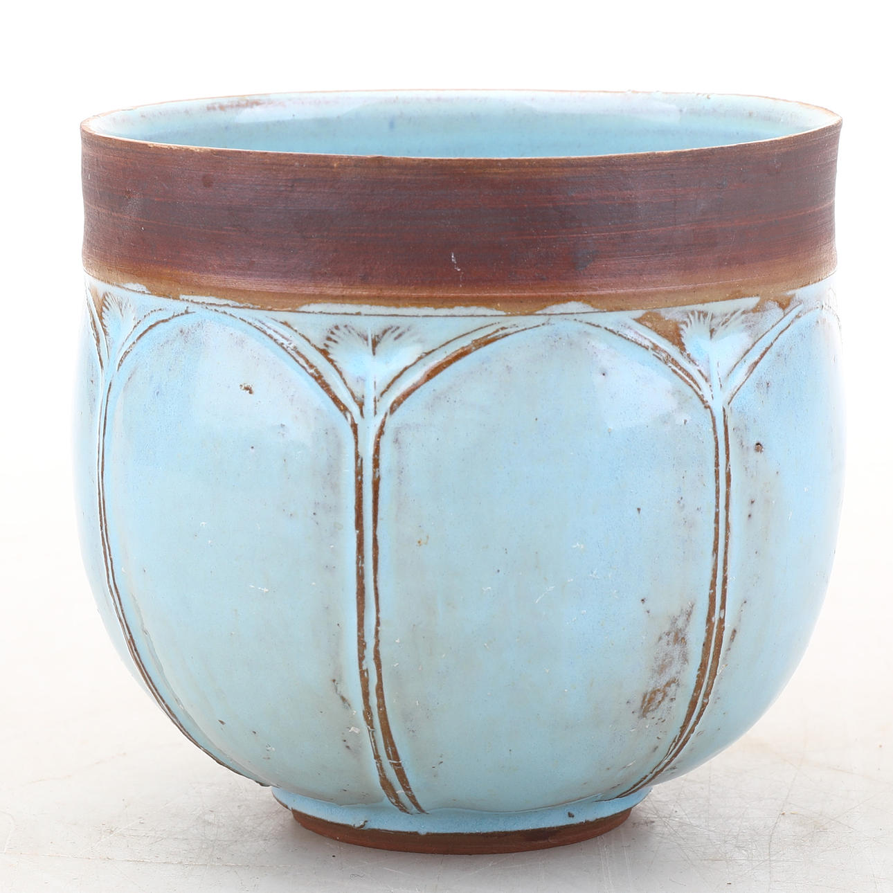 LISBETH MUNCH-PETERSEN. bowl, hard fired earthenware, signed LMP, own workshop, Bornholm, Denmark.