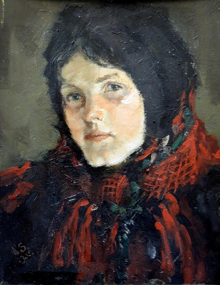 MÅLNING, porträtt av en flicka.