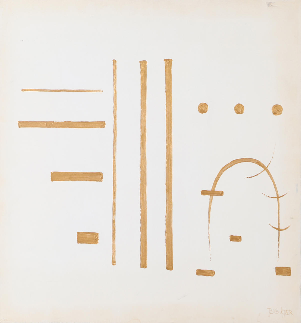 JENS KJÆR. Composition, oil on canvas, signed.